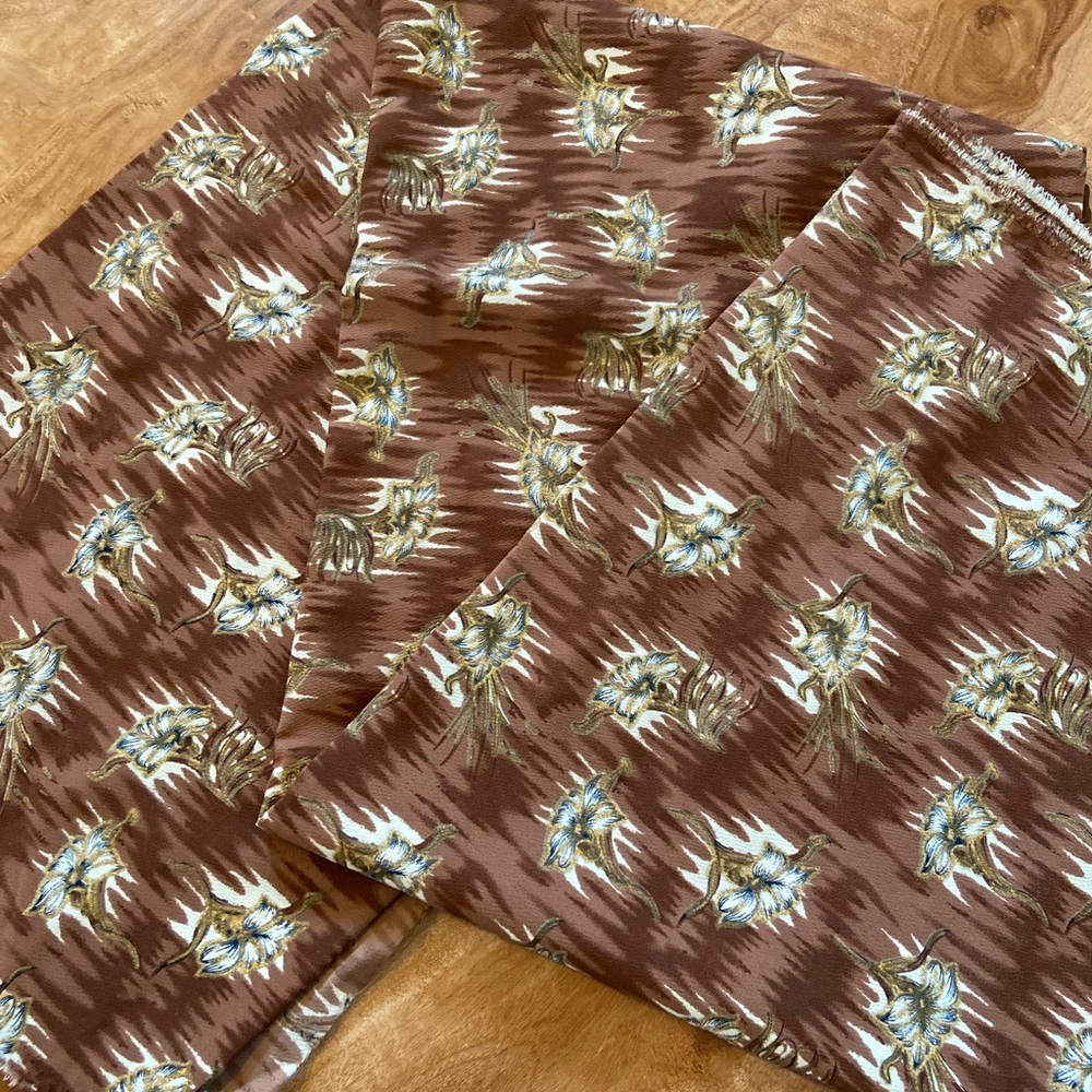 Indonesian Brown Tropical Fresh Barbara Foilly Glitter Printed Fabric 1 Yard NEW